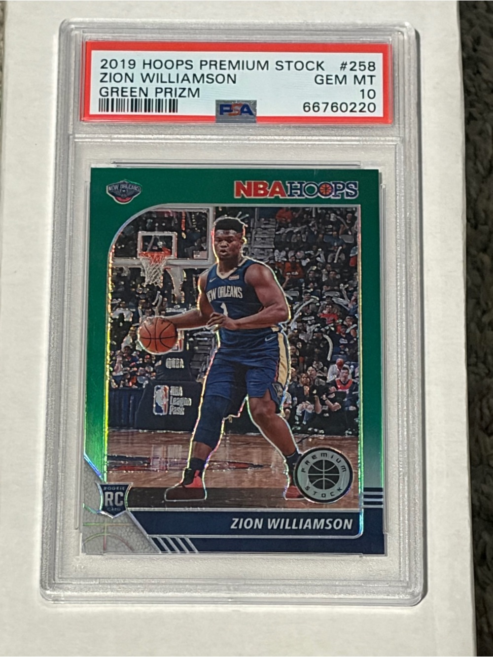 Zion Williamson 2019-20 Panini Hoops Premium Stock Green PSA Gem MINT 10